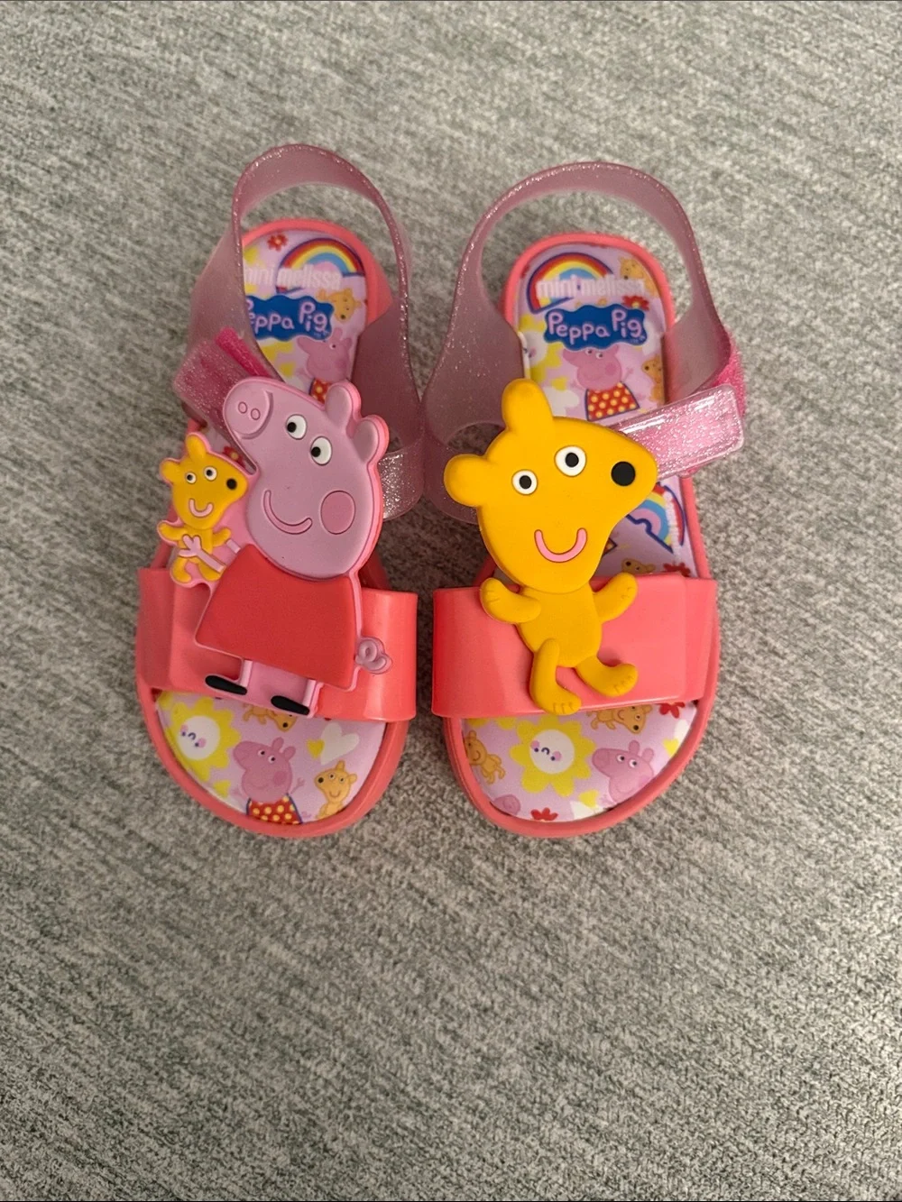 Mini Melissa-Peppa Pig Pink and Yellow Kids Sandals with Characters